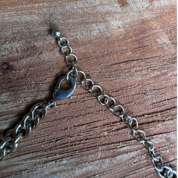 Stunning Green and blue Gold Tone Statement Necklace Big Faceted Bib Adjustable - Picture 4 of 4